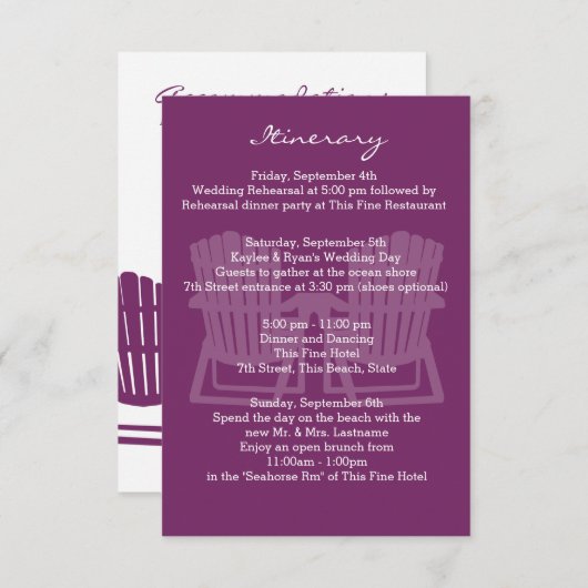 Adirondack Stoelen Plum Interary Informatiekaartje (Voorkant / Achterkant)