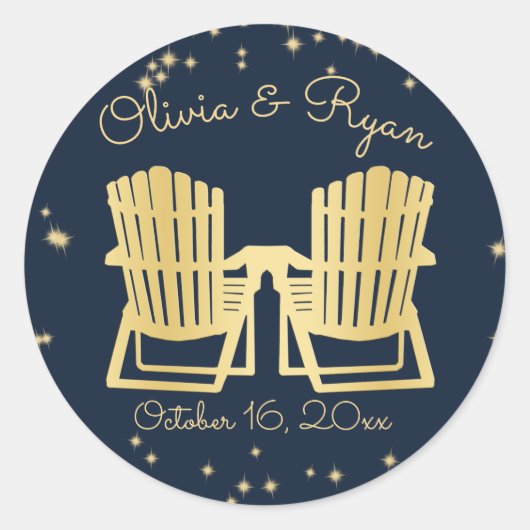 Adirondack Stoelen Strand Sterrenhemel Ronde Sticker (Voorkant)