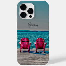Adirondack strandstoelen Blauwgroen roze huisje Case-Mate iPhone Case