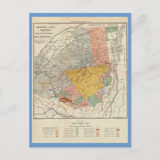 Adirondack Survey Sketch - Verplanck Colvin Map Briefkaart (Voorkant)