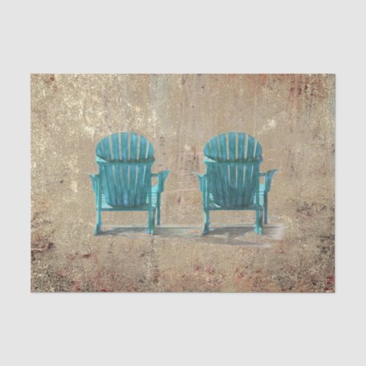 Adirondack Teal Bruine Textuur Strandstoelen Tissuepapier (Voorkant)