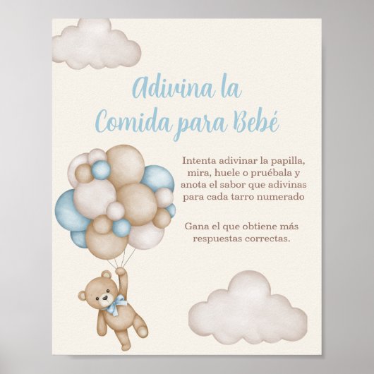Adivina la comida para Bebé Baby shower Boy Poster (Voorkant)