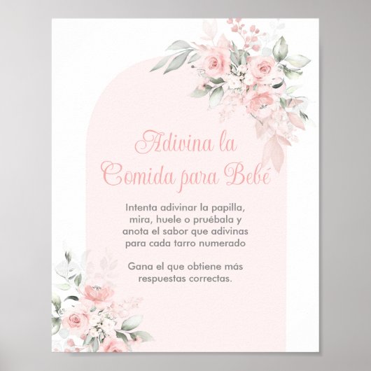 Adivina la comida para Bebé Baby shower Meisje Poster (Voorkant)