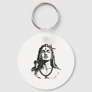 Adiyogi Inkt Was Schets Sumi-e Zen Stijl Spirituee Sleutelhanger