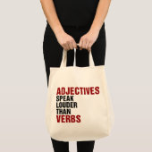 Adjecten spreken luider dan werkwoorden tote bag (Voorkant (product))