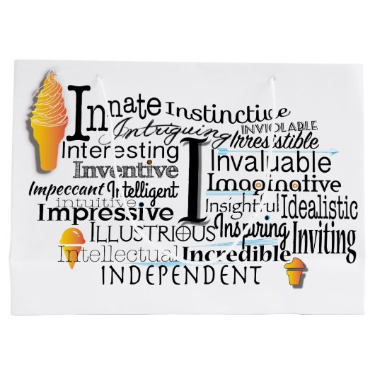 Adjectief Word Cloud begin met letter I Groot Cadeauzakje (Achterkant)