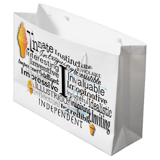 Adjectief Word Cloud begin met letter I Groot Cadeauzakje (Voorkant Gekanteld)