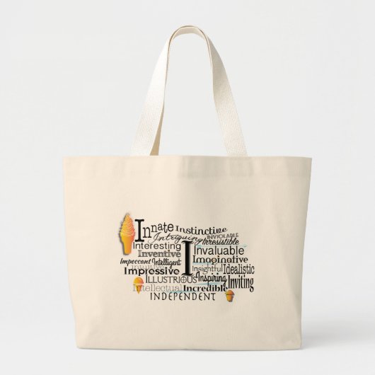 Adjectief Word Cloud begin met letter I Grote Tote Bag (Voorkant)