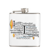 Adjectief Word Cloud begin met letter I Heupfles (Voorkant)