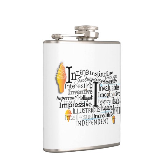 Adjectief Word Cloud begin met letter I Heupfles (Rechts)