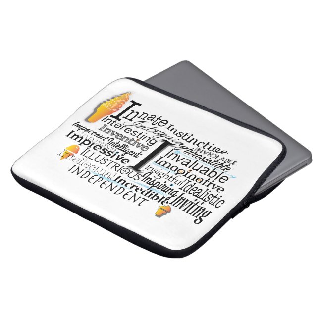 Adjectief Word Cloud begin met letter I Laptop Sleeve (Voorkant top)