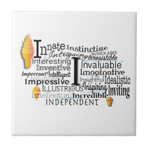 Adjectief Word Cloud begin met letter I Tegeltje