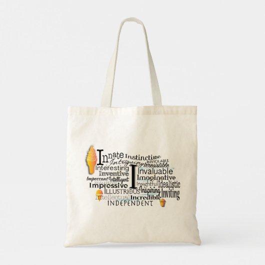 Adjectief Word Cloud begin met letter I Tote Bag (Achterkant)