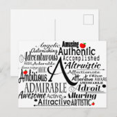 Adjectief Word Cloud beginnend met letter A Briefkaart (Voorkant / Achterkant)