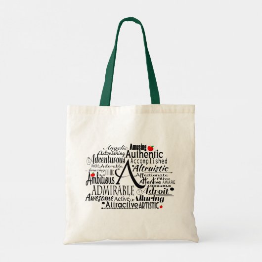 Adjectief Word Cloud beginnend met letter A Tote Bag (Achterkant)