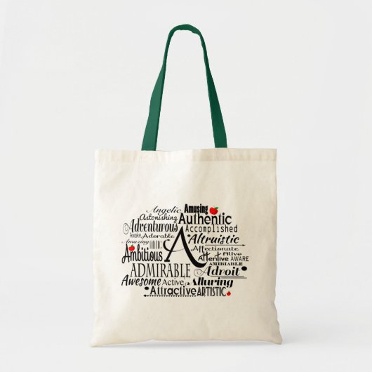 Adjectief Word Cloud beginnend met letter A Tote Bag (Voorkant)