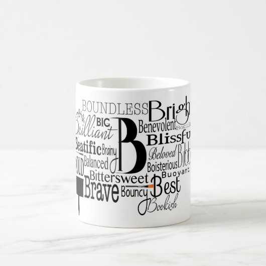 Adjectief Word Cloud beginnend met letter B Koffiemok (Center)
