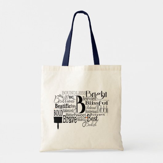 Adjectief Word Cloud beginnend met letter B Tote Bag (Achterkant)