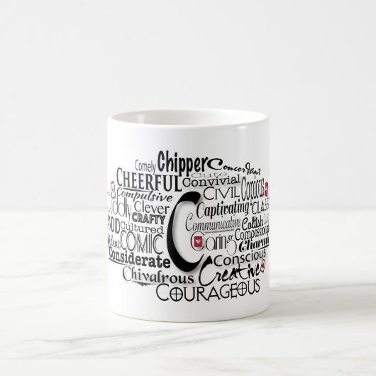 Adjectief Word Cloud beginnend met letter C Koffiemok (Center)