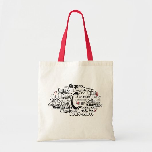 Adjectief Word Cloud beginnend met letter C Tote Bag (Voorkant)