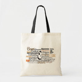 Adjectief Word Cloud beginnend met letter E Tote Bag