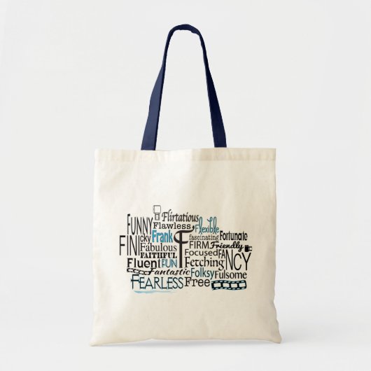 Adjectief Word Cloud beginnend met letter F Tote Bag (Voorkant)
