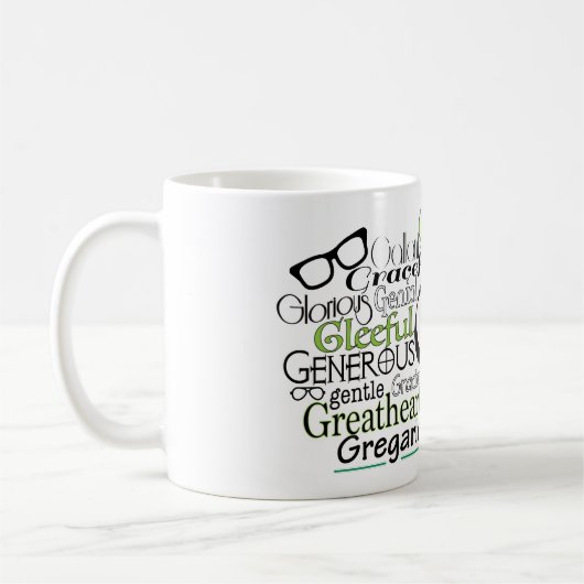 Adjectief Word Cloud beginnend met letter G Koffiemok (Links)