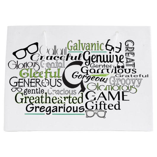 Adjectief Word Cloud beginnend met letter G Large Cadeautasje (Voorkant)