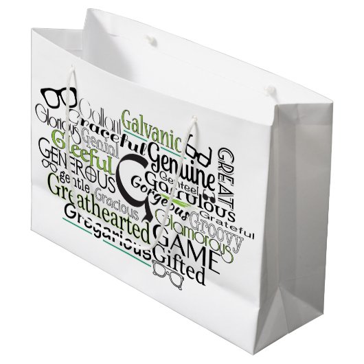 Adjectief Word Cloud beginnend met letter G Large Cadeautasje (Voorkant Gekanteld)