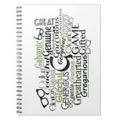 Adjectief Word Cloud beginnend met letter G Notitieboek (Voorkant)
