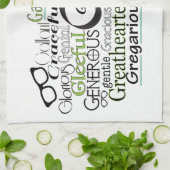 Adjectief Word Cloud beginnend met letter G Theedoek (Gevouwen)