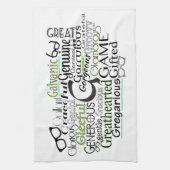 Adjectief Word Cloud beginnend met letter G Theedoek (Verticaal)