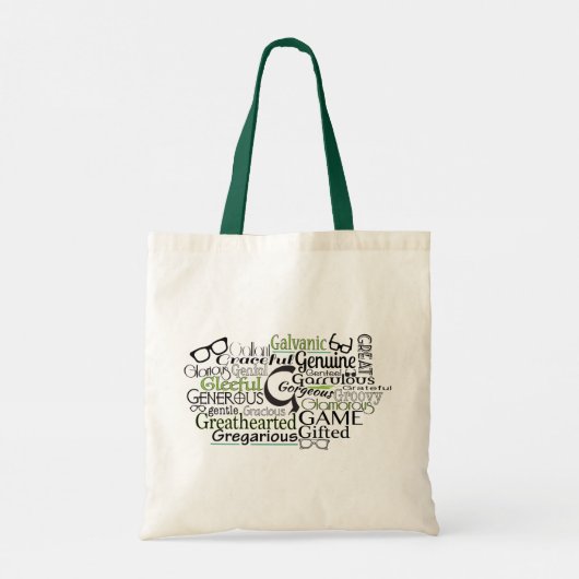 Adjectief Word Cloud beginnend met letter G Tote Bag (Achterkant)
