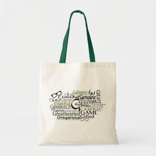 Adjectief Word Cloud beginnend met letter G Tote Bag (Voorkant)