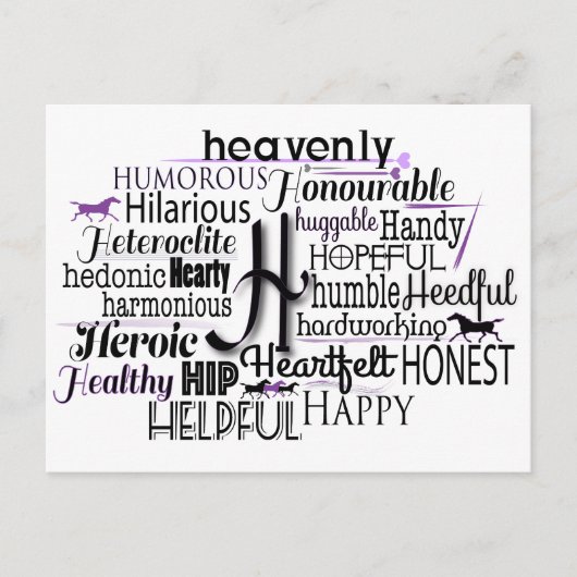 Adjectief Word Cloud beginnend met letter H Briefkaart (Voorkant)