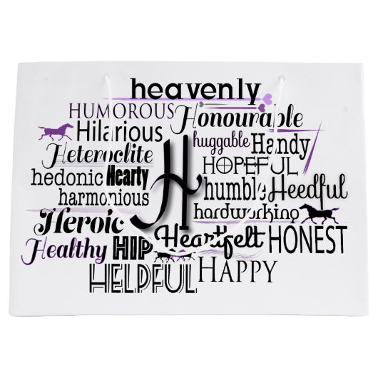 Adjectief Word Cloud beginnend met letter H Groot Cadeauzakje (Voorkant)