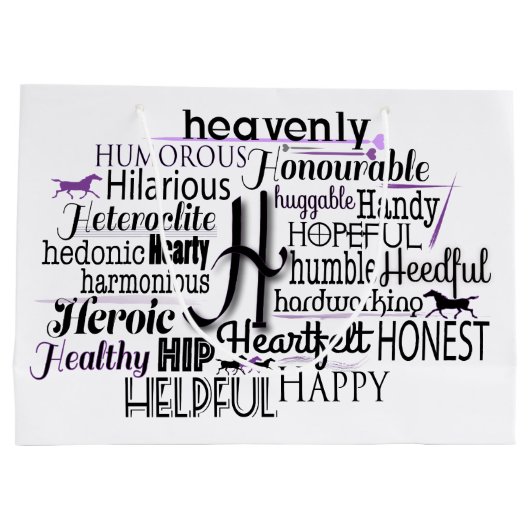 Adjectief Word Cloud beginnend met letter H Groot Cadeauzakje (Achterkant)