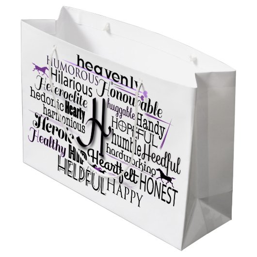Adjectief Word Cloud beginnend met letter H Groot Cadeauzakje (Achterkant Gekanteld)