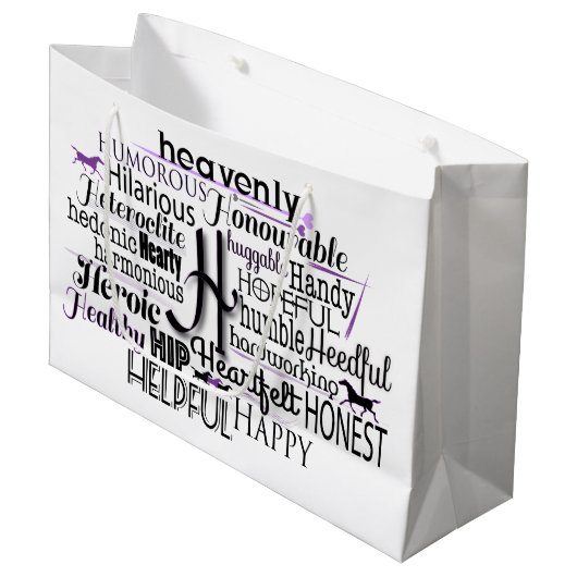 Adjectief Word Cloud beginnend met letter H Groot Cadeauzakje (Voorkant Gekanteld)