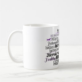 Adjectief Word Cloud beginnend met letter H Koffiemok