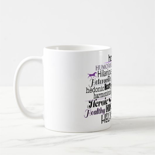 Adjectief Word Cloud beginnend met letter H Koffiemok (Links)