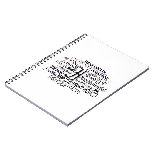 Adjectief Word Cloud beginnend met letter H Notitieboek (Linkerzijde)