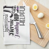 Adjectief Word Cloud beginnend met letter H Theedoek (Quarter Fold)