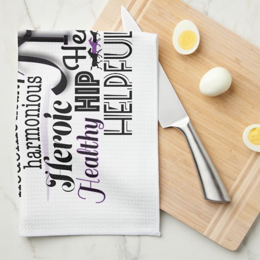 Adjectief Word Cloud beginnend met letter H Theedoek (Quarter Fold)