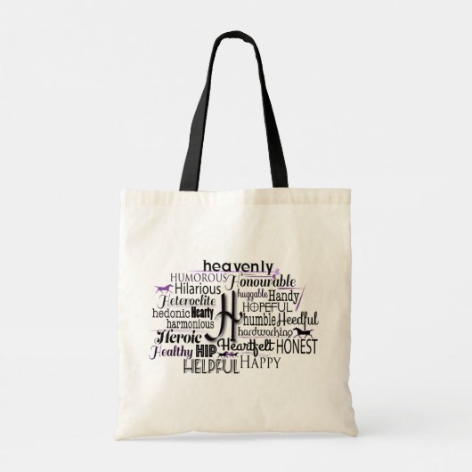 Adjectief Word Cloud beginnend met letter H Tote Bag (Achterkant)