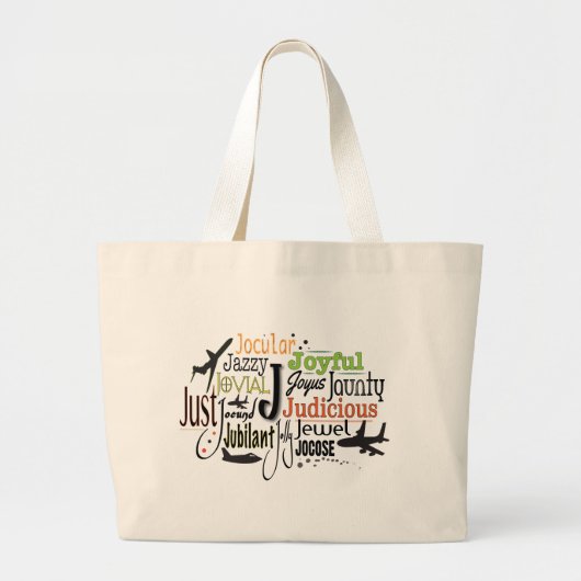 Adjectief Word Cloud beginnend met letter J Grote Tote Bag (Voorkant)