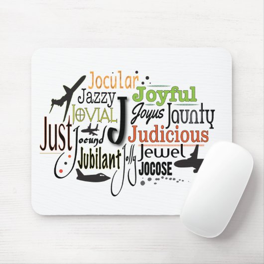 Adjectief Word Cloud beginnend met letter J Muismat (Met muis)