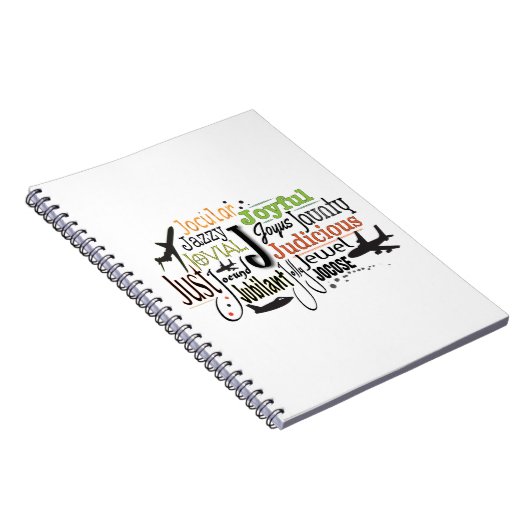 Adjectief Word Cloud beginnend met letter J Notitieboek (Rechterzijde)