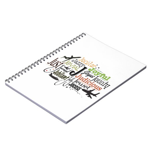 Adjectief Word Cloud beginnend met letter J Notitieboek (Linkerzijde)