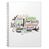 Adjectief Word Cloud beginnend met letter J Notitieboek (Voorkant)